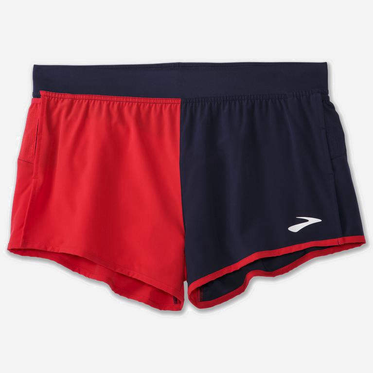 Brooks Sherpa 3 Split NZ - Men's Running Shorts - Jamberry/Red/Navy/Run USA (96150-VAJN)